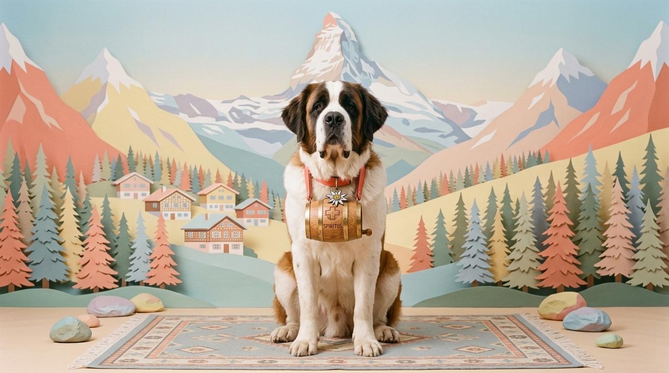 hilda's mascot, a Saint Bernard rescue dog